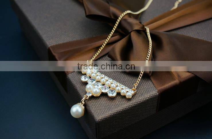 2016 Fashion Long Chain Necklace Designs Pearl Pendant Necklace