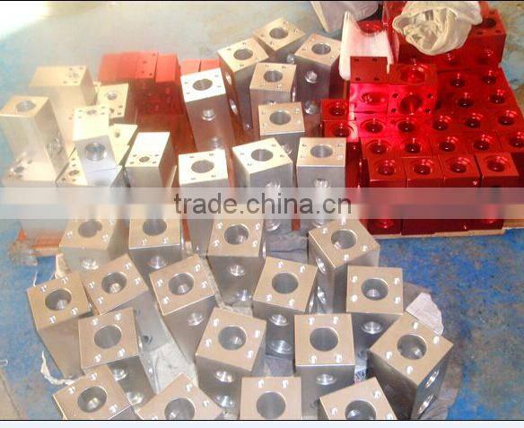 Red anodized Al material Hydraulic manifold-block