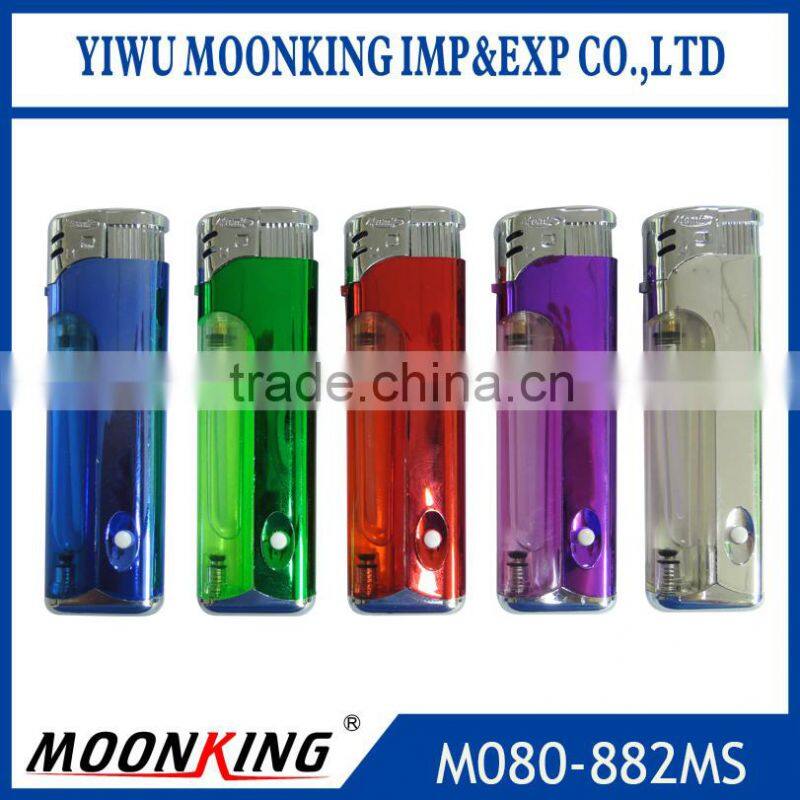 hot selling product cigarette butane gas lighter, heavy electronics ISO9994 lighter with LED and child safety