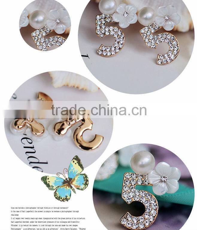 Numbers Earrings White Fresh Water Pearl Earring Flower Shape Earring
