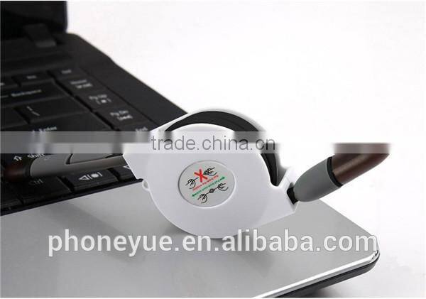 2 in 1 data sync and charging cable one way flat retractable usb cable