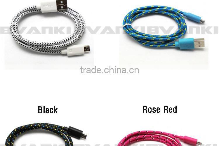 2016 trending hot products Wholesale nylon braided usb charger cable for samsung mobile nylon braided micro usb data cable