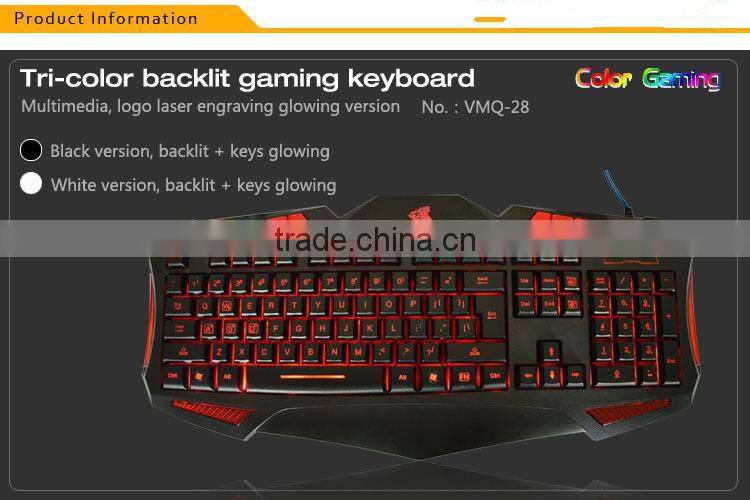 Wired 3 color Gaming Keyboard led/Backlight USB Professional Gaming Keyboard