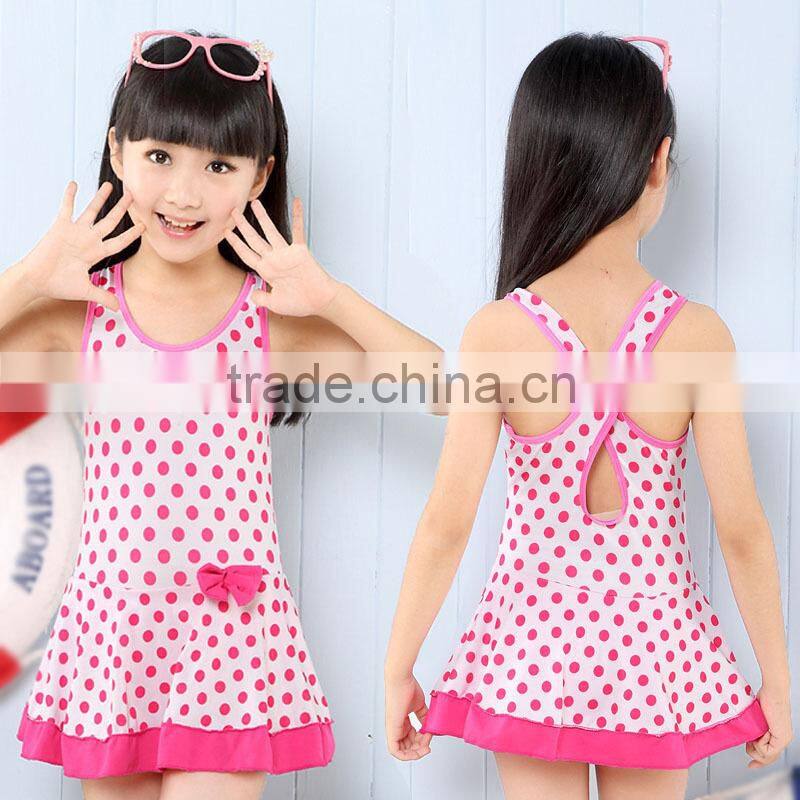 Lovely Girl Dot Print One Piece Kids Swimwear