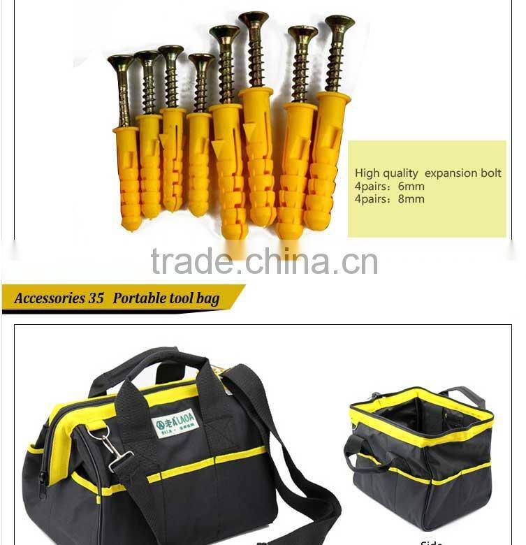 35pcs home use 12V li-ion battery charged electric drill set electrician repair tool bag domestic use tool set