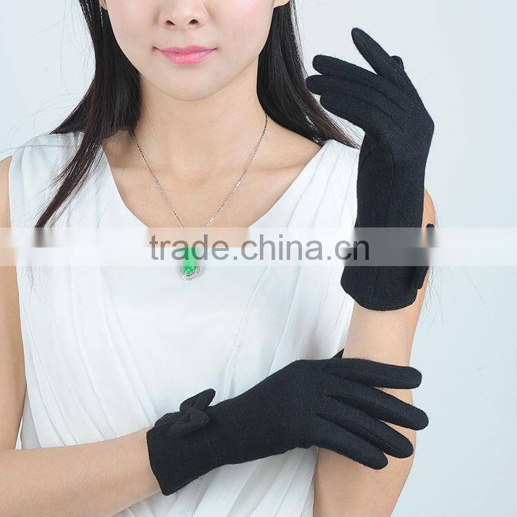 Spring New collected Girls Woolen Gloves with Bowtie