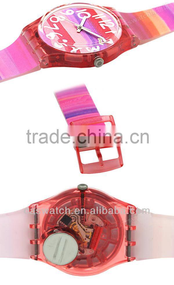 Fashion colorful rainbow color plastic watch