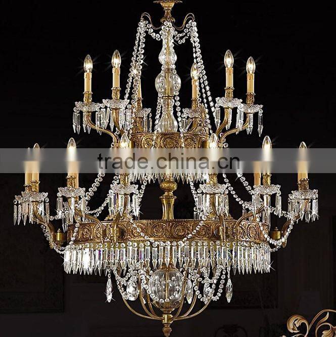 Antique Big Copper Chandelier Lamp for Lobby Decor