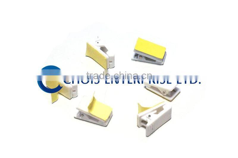 Ribbed Thumb-Grip White Pressure-Sensitive Plastic Clips with Adhesive Back 5735-3008