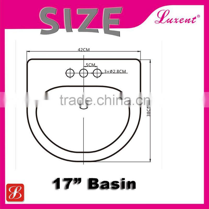 Colorful ceramic wash room 17"Lavatory Basin Light Blue