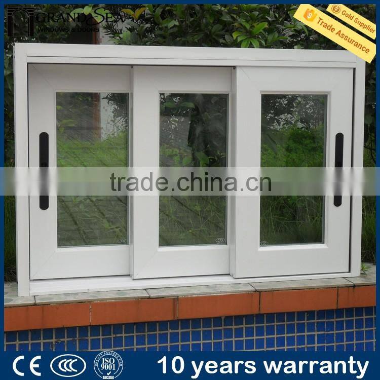 Powder coating white interior 3 tracks aluminum sliding window