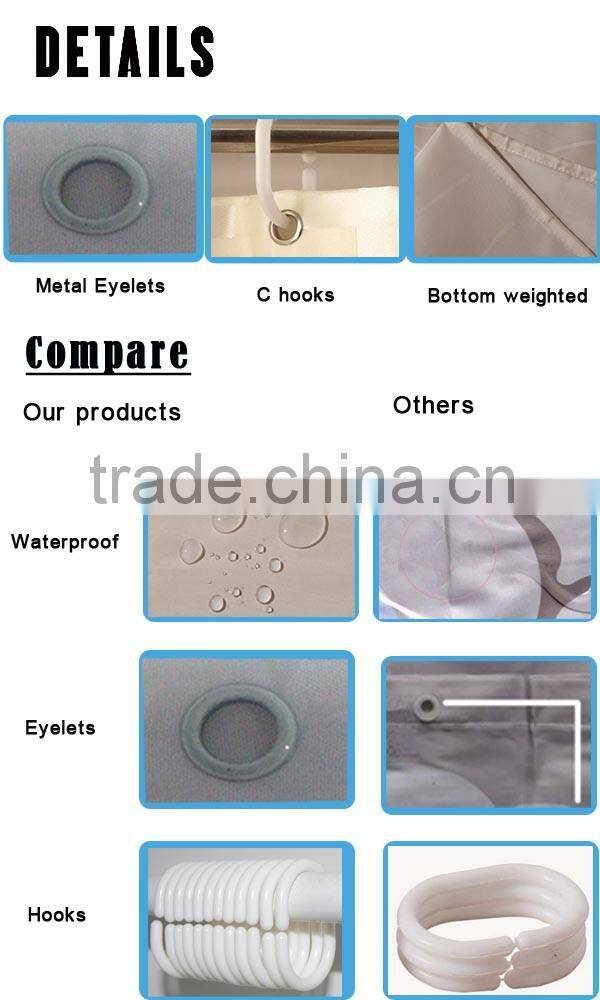 New printed Polyester hotel bath Shower curtain