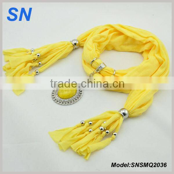 Silver round resin pendant scarves