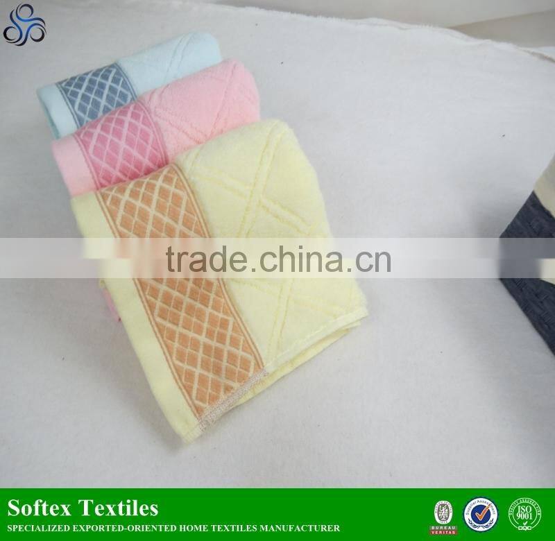 100% cotton wholesales jacquard soft face towel size