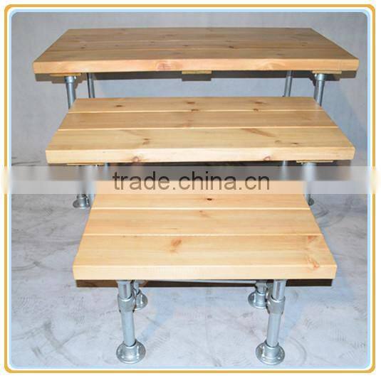 2015 wooden flower display rack, three floors display tables