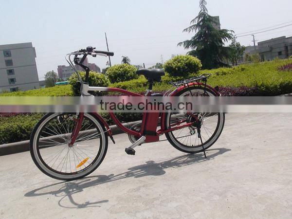 chinese battery powered New Beach Cruiser Electric Bicycle 36v17AH with CE