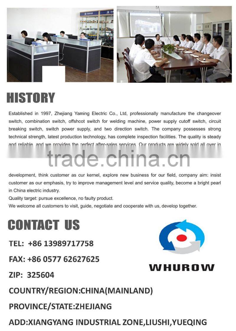 Cam switch YMW26-63/1GS with padlock changeover rotary switch 1 stage 2 positions on-off 4 terminals 63A Ui 690V sliver contacts