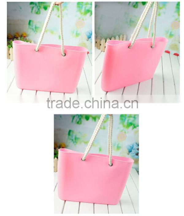 Fashion women sweet jelly silicone tote beach bag for lady