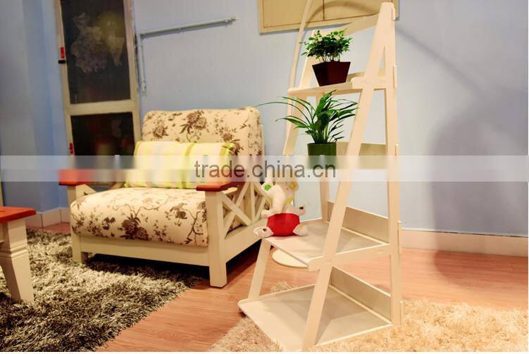 Decroative garden wrought wooden flower shelf