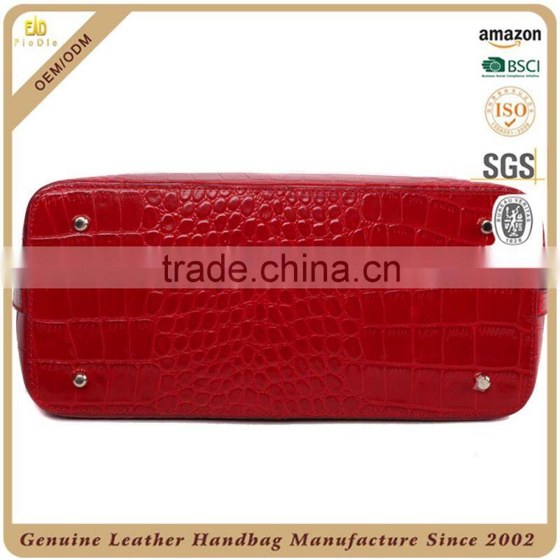 S357-A2307 gorgeous red handbags elegant lady satchels factory price crocodile handbags 2015 leather