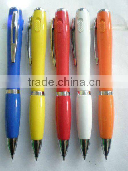 Hot sale twist plastic ball pen with light for promotion