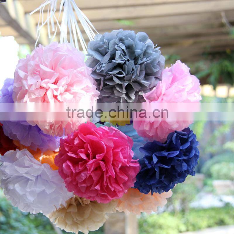 tissue pom poms artificial flowers for wedding decoration