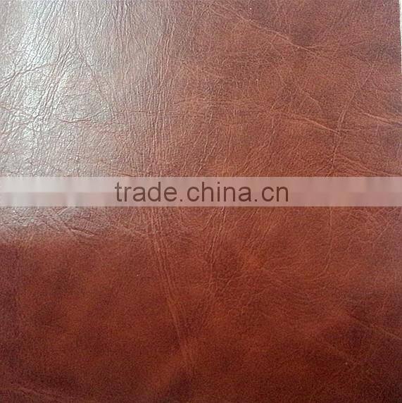 pu crazy horse youpi design raw material leather for Bag brush backing soft copy pu leather nubuk quality same as pu