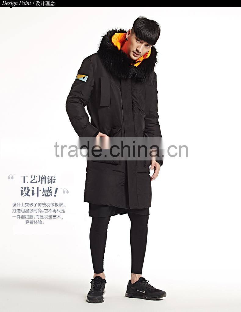 wholesale mens black yellow winter goose down jacket