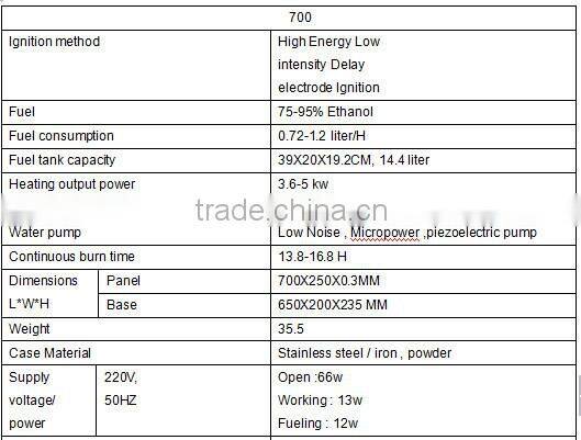 China 700X250X235mm intelligent professional alcohol fireplace