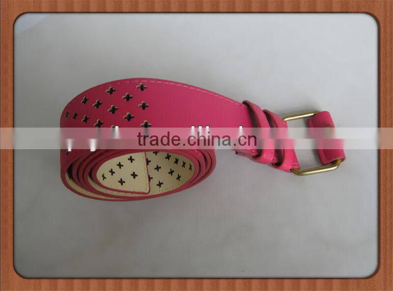 Candy Color Pink Hollow Out Belts Woman With Flower Mark Holes