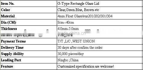 G type glass lid in cookware parts