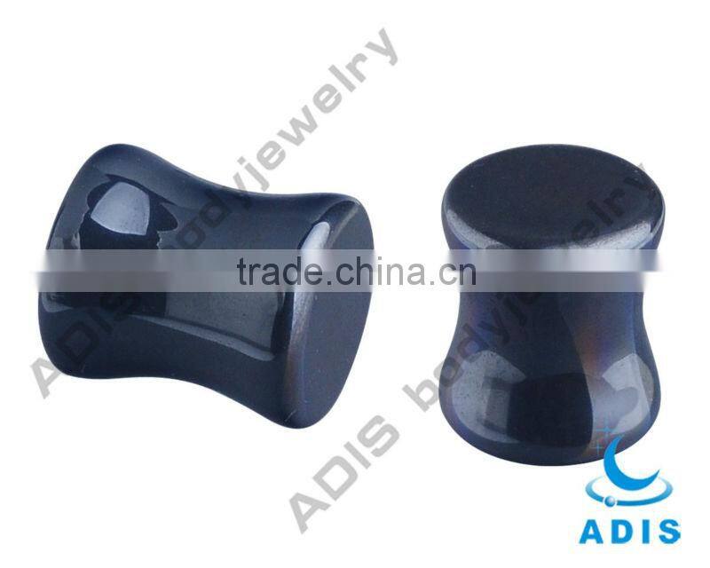 Charming design wholesale custom black natural stone ear saddle plug