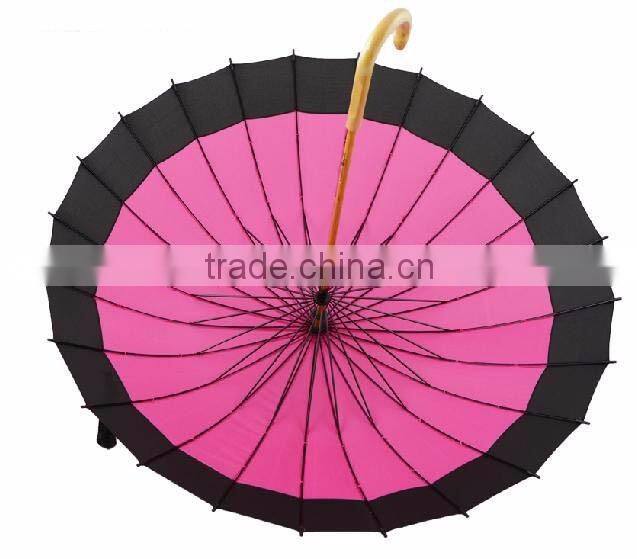 Fashion 16k straight edge wind breaker umbrella wooden