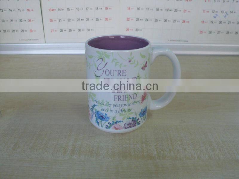 Inner Green Glazed Stoneware Promotional Mug for Brithday Gift