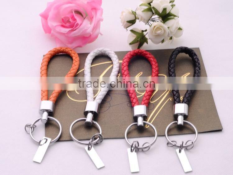 >>>New Fashion Men Key Candy Colors Faux Leather Silver Plated Leather Key Chain/