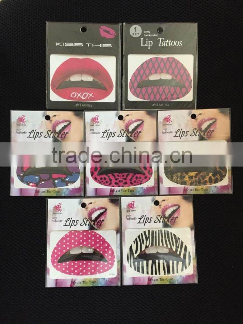 New Fashionable sexy lip country flag temporary tattoo sticker for girls