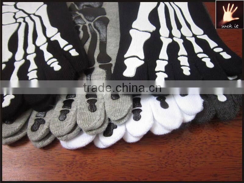 Cotton Warmth Skull Ankle Length Funny Women's Toe Socks