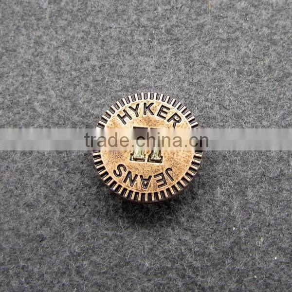 custom made logo antique copper jeans button