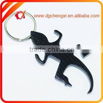 aluminum golden gecko shaped bottle opener keychain