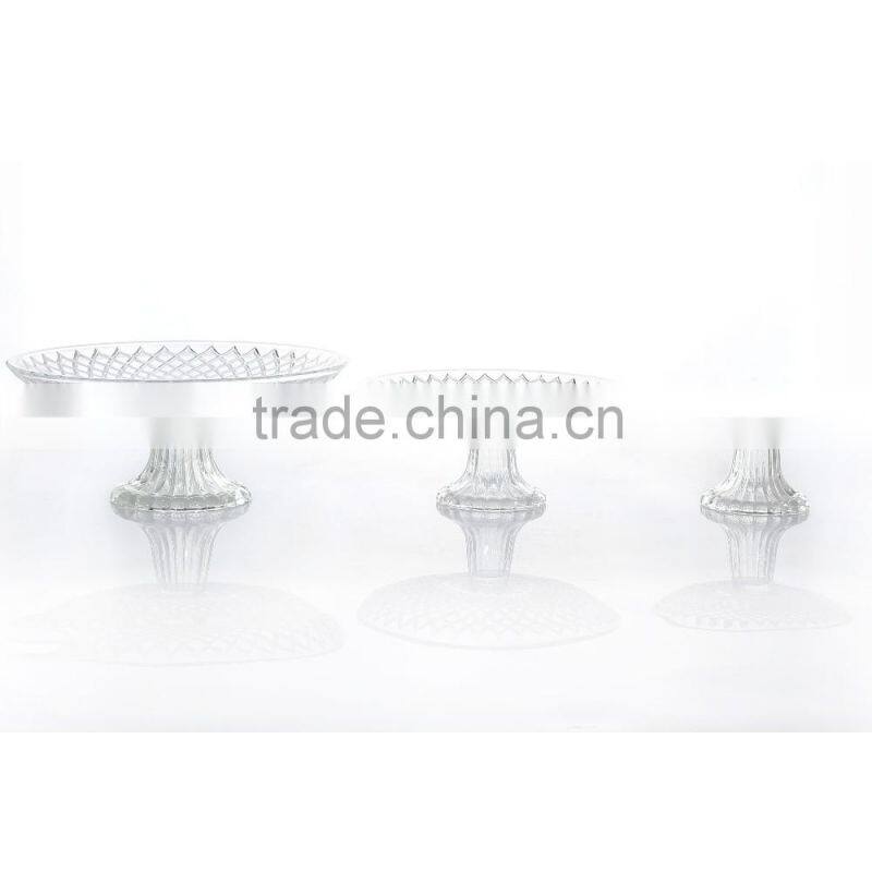 Hot Sale Diamoned Embossed Glass Plate With Glass Lacework Base