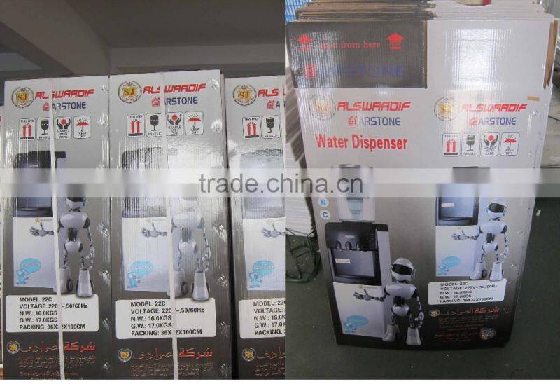 Hot normal cold stand water dispenser/3 taps water cooler with refrigerator