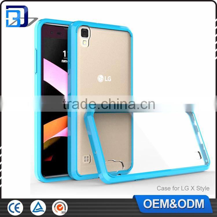 Mobile Accessories 2 in 1 TPU Bumper + Acrylic Hard Plastic Hybrid Back Cover Phone Case For LG X Style Clear Transparent Case