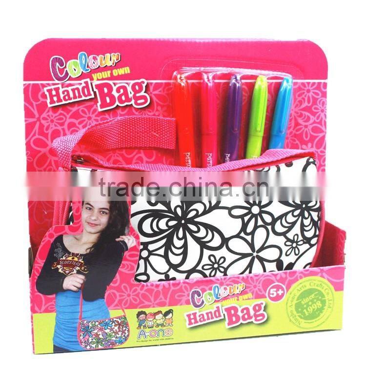 DIY Toy designing coloring your own fashion hand bag with 5 markers