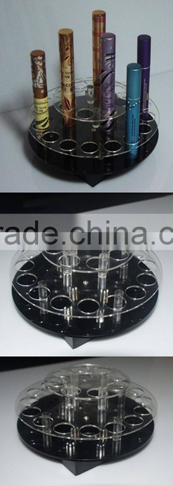 new arrival brand luxury round shape rotatable acrylic lipstick cosmetic display rack wholesale