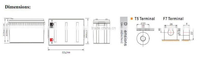 rechargeable deep cycle 12v 260ah solar battery