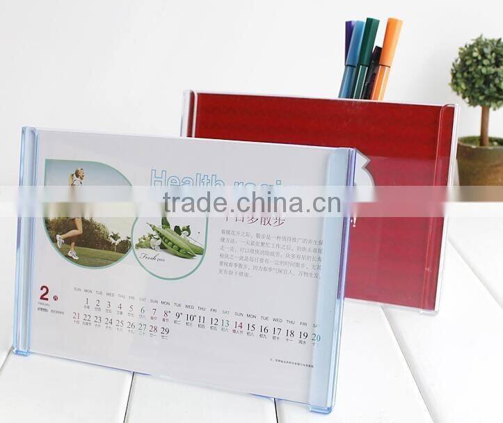 2016 hot sale with pen holder acrylic calendar