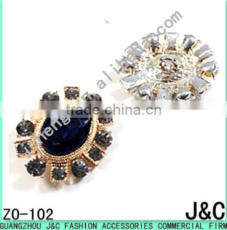 rectangle shaped blue zircon jewelry Rhineston Zamac button