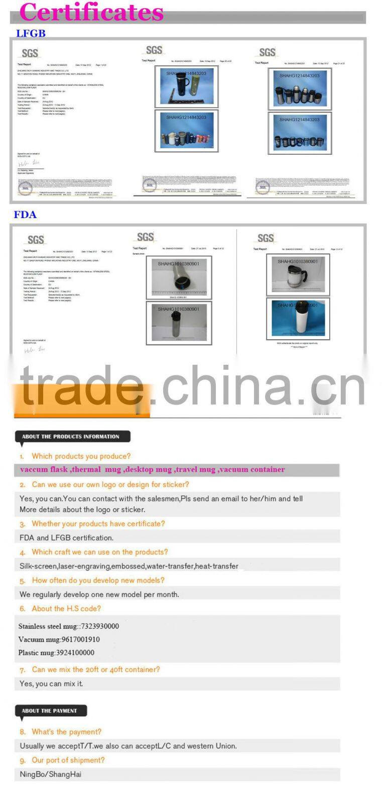 stainless steel mug desktop mug