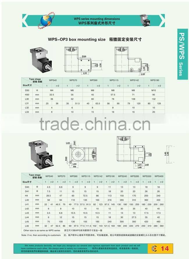 PS WPS Precision Planetary Gear Box