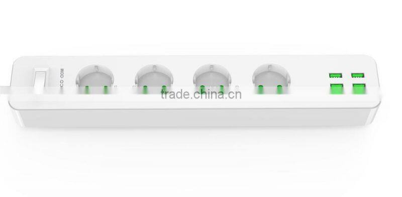 2015 HOT SALE ORICO OEM ODPC-4A4U surge protector with 4 port smart USB charger Power strip Eu Plug
